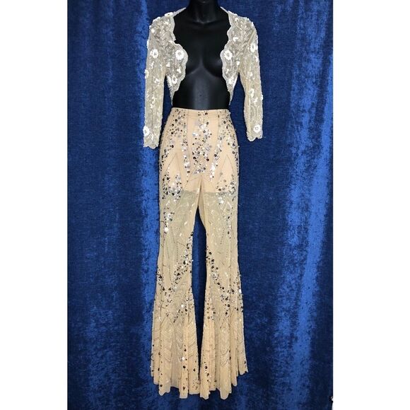 Free People Center Stage Embellished Flare Pants - Picture 4 of 10